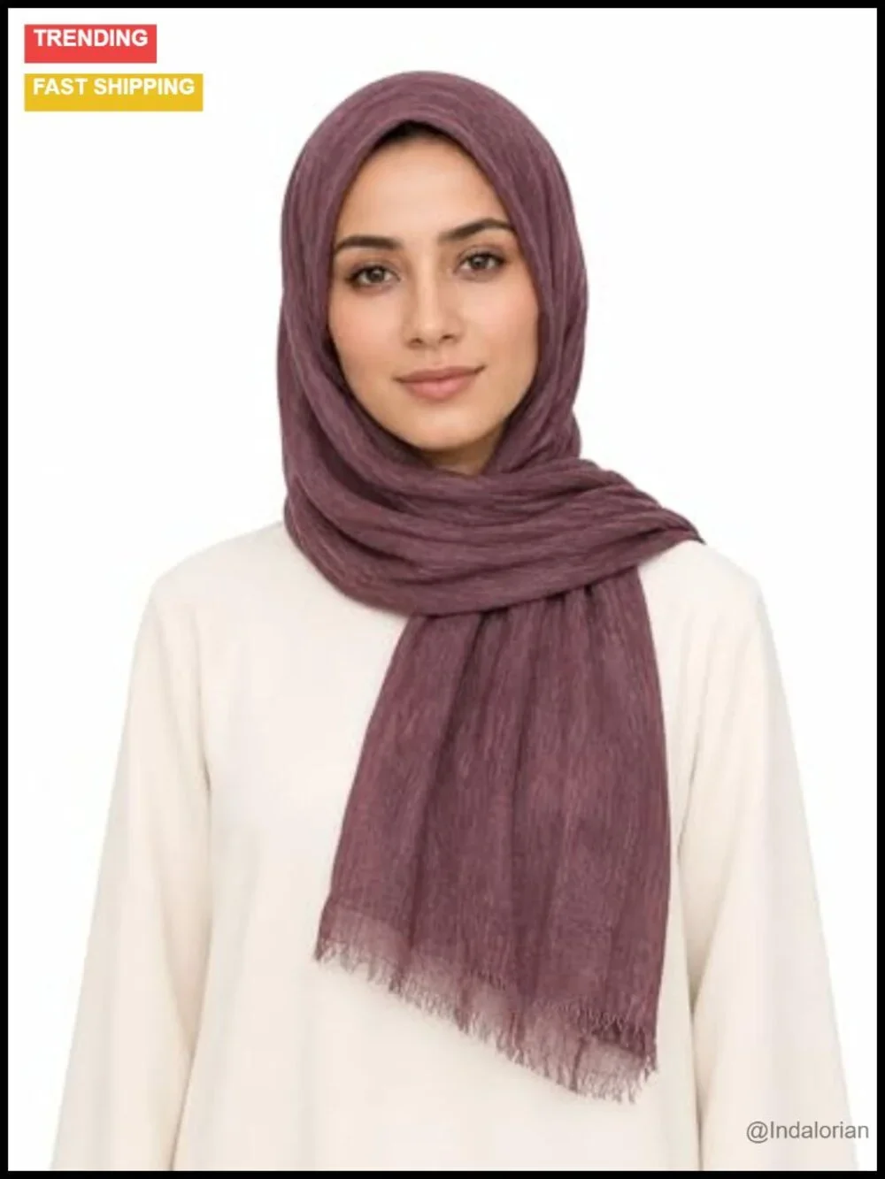 Lightweight Rayon Scarf – Cotton Linen Texture Crinkle Wrap Shawl Hijab